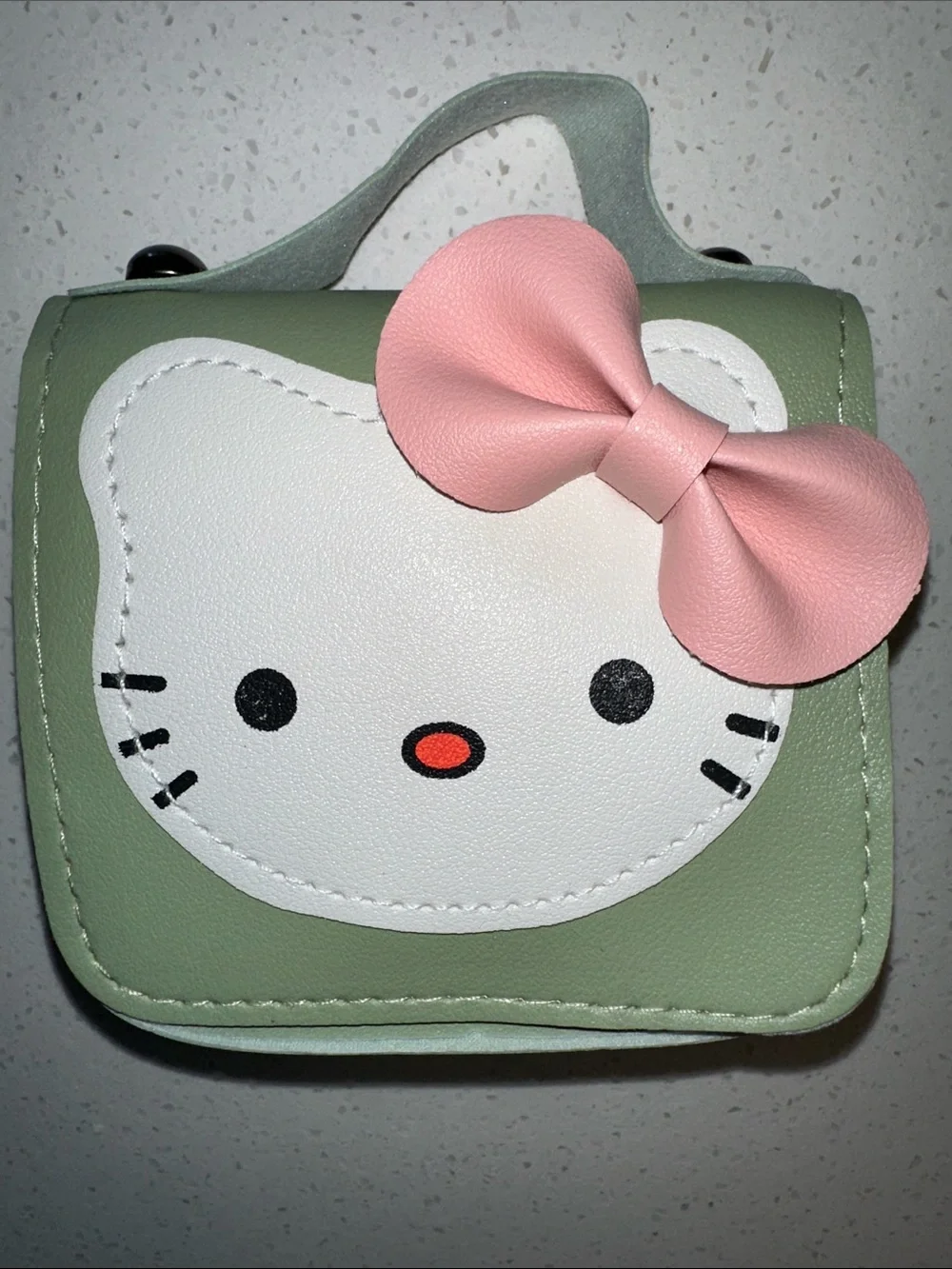 Hello Kitty Green Mini Handbag/Crossbody with Pink Bow Hello Kitty Face, NWT